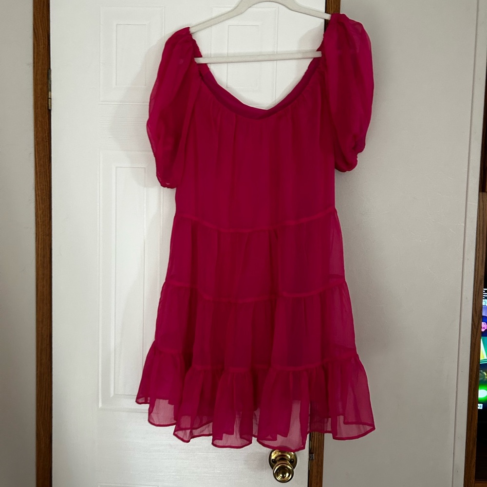 Tiered Ruffle Pink Mini Dress